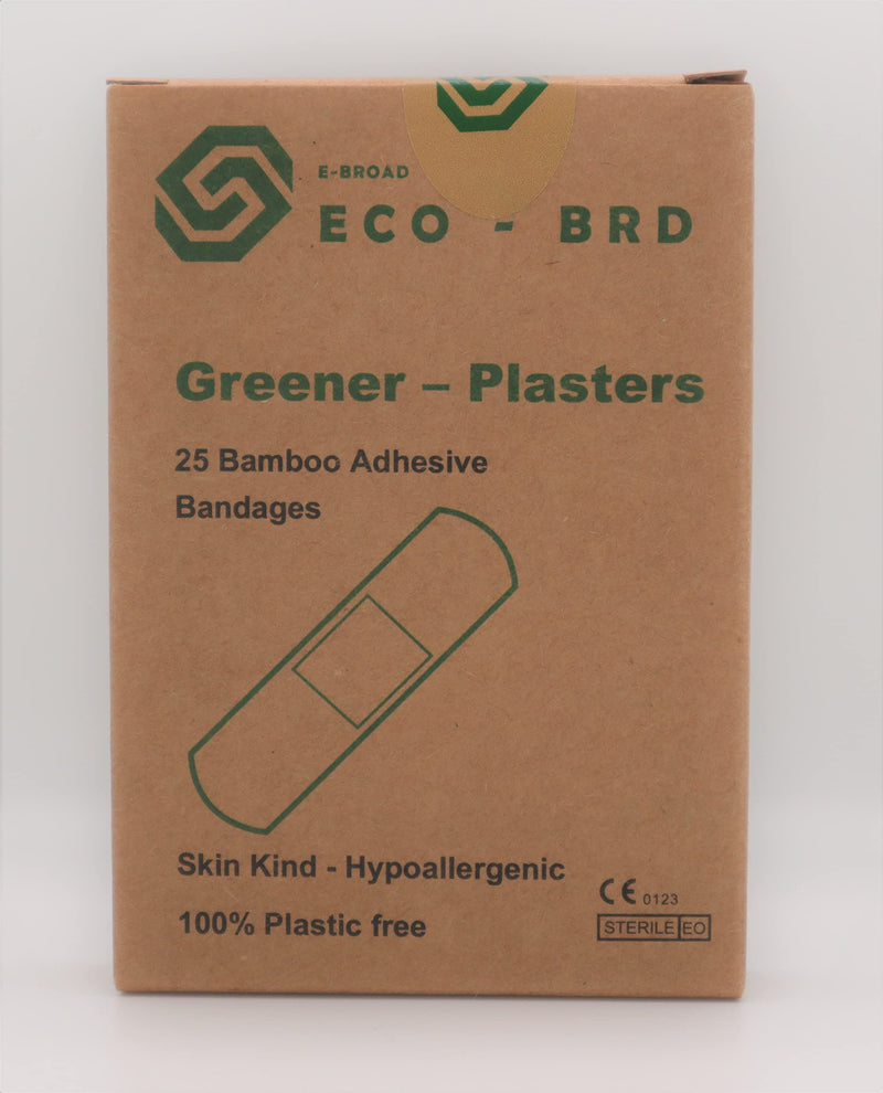 [Australia] - Greener Plasters 100% Plastic Free - Bamboo Hypoallergenic Latex Free Medical Plasters - 25 Sticky plasters per Box - Ocean Safe and Zero Waste 