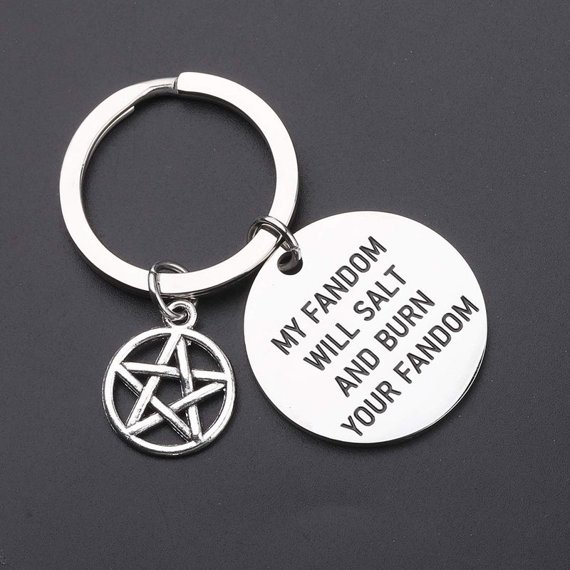 [Australia] - CENWA Supernatural Inspired Jewelry Supernatural Quote My Fandom Will Salt and Burn Your Fandom Keychain SPN Jewelry Gift for Supernatural Fans Sam Dean Winchester Gift 