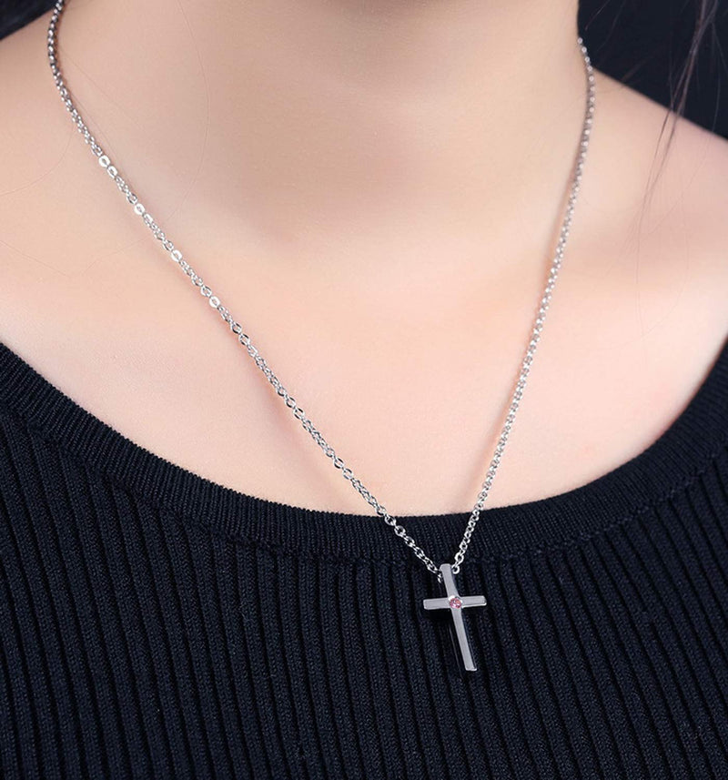 [Australia] - XOYOYZU Birthstone Tiny Cross Pendant Necklace with AAAAA Sparkly Zircon Birthday Gifts for Women Girl Fashion Jewelry June 