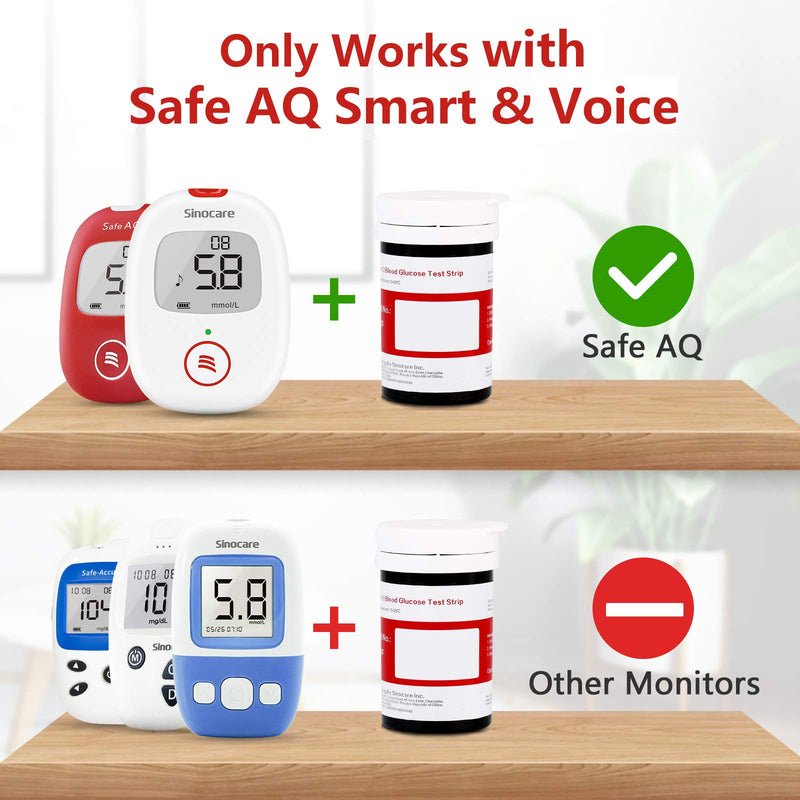 [Australia] - sinocare Diabete Blood Glucose Test Strips x 50 & Diabetes Lancets x 50, Safe AQ Test Strips, Blood Sugar Test Strips for Safe AQ Smart/Voice Only Aq Test Strips X 50 