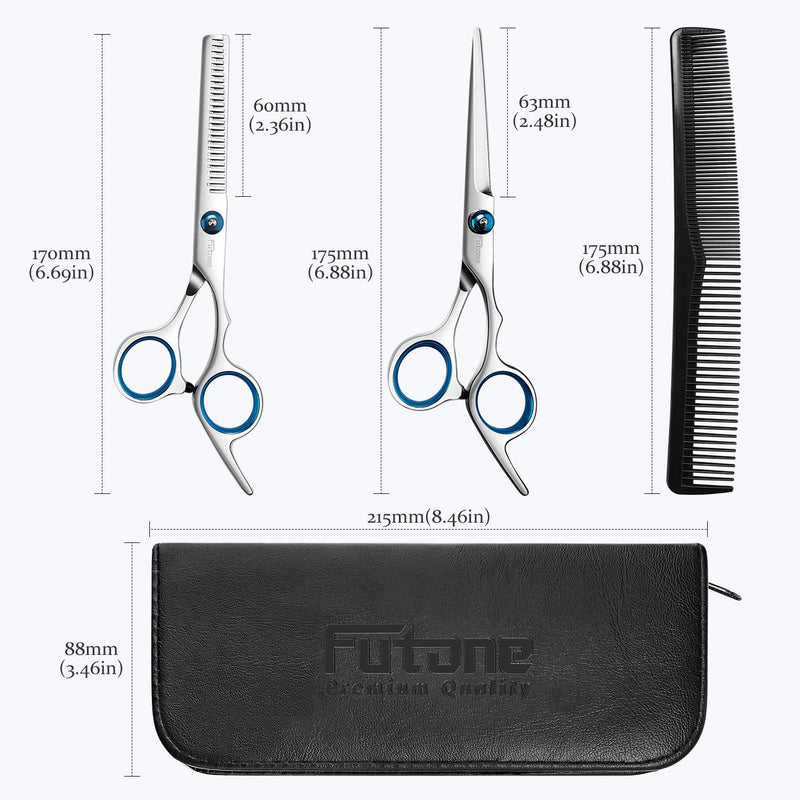 [Australia] - Futone Hair Cutting Scissors Shears Set, Hairdressing Scissors Kit, Hair Trimming Scissors, Texturing Thinning Shears with Grooming Comb, Hair Thinning Comb, For Barber Salon Home Shears Kit (8 PCS) 