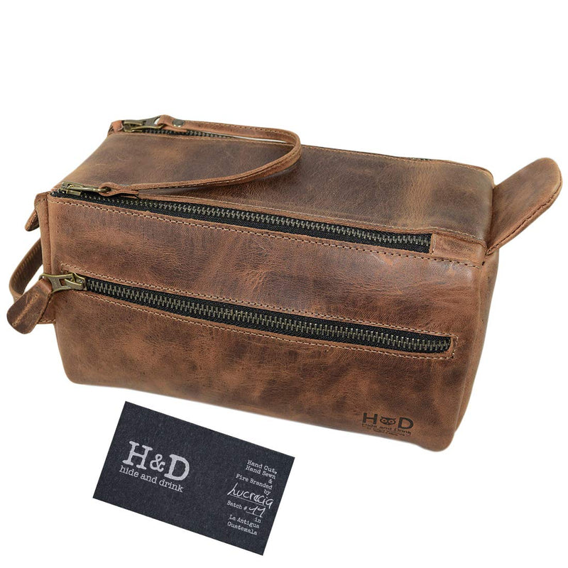 [Australia] - Hide & Drink, Leather Toiletry Bag w/ Handles, Hygiene Organizer, Travel Dopp, Bathroom, Shaving, Storage, Travel & Grooming Essentials, Handmade Includes 101 Year Warranty :: Bourbon Brown 