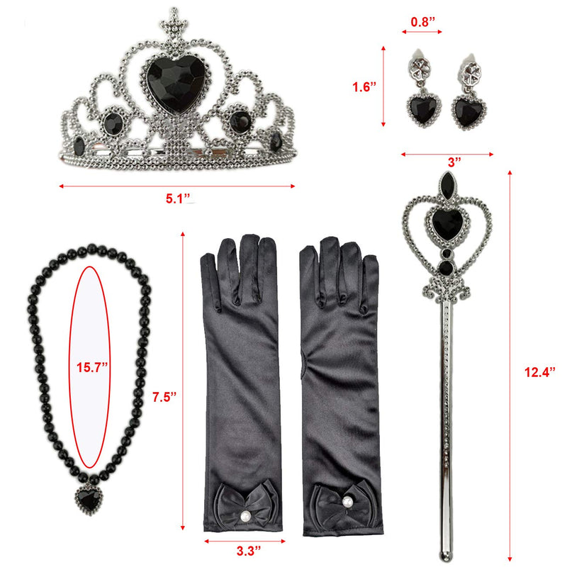 [Australia] - Orgrimmar Princess Dress Up Accessories Gloves Tiara Crown Wand Necklaces Presents for Kids Girls Black 