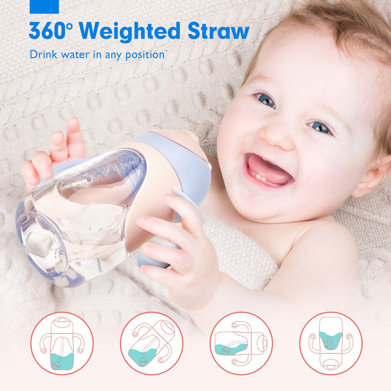 [Australia] - hahaland 2 in 1 Baby Cups & Sippy Cup with Straw and a Spout 240ML, Toddler Drinks Water Bottles Trainer Cup with Handles for Babies 6 12 Months - Unicorn (One Cup with 2 Nipples) Pink & Purple 