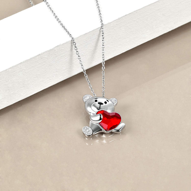 [Australia] - ONEFINITY Monkey Bear Necklace 925 Sterling Silver Monkey Bear Necklace Cute Animal Pendant Jewelry for Women Girls heart Bear 