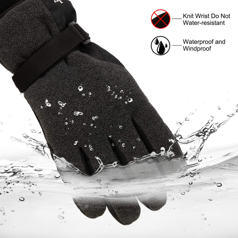 [Australia] - Koxly Winter Gloves Waterproof Windproof 3M Insulated Gloves 3 Fingers Dual-layer Touchscreen Gloves for Men and Women Small Dark Grey-black 