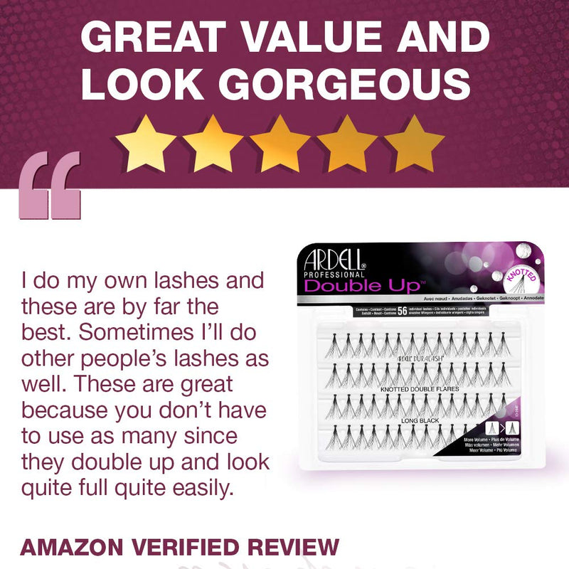 [Australia] - Ardell False Eyelashes Double Up Individuals Knotted Long Black 4 Pack 