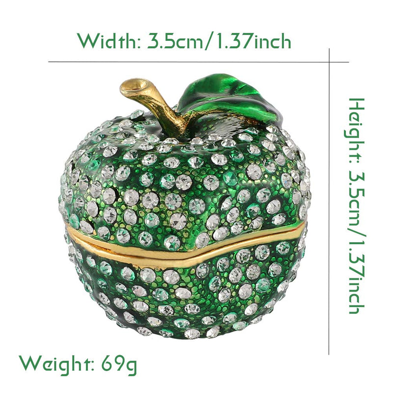 [Australia] - Furuida Green Lucky Apple Trinket Boxes Hinged Hand-painted Diamond Little Jewelry Box Fruit Ornaments Craft Gift Room Decor for Women Girls 