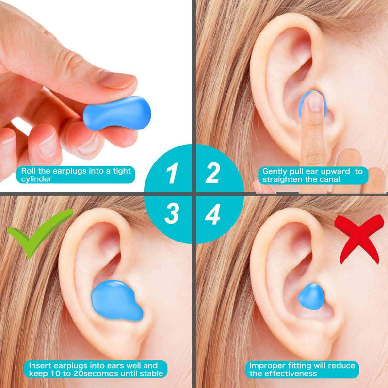 [Australia] - [Latest 2022] Ear Plugs for Sleeping Swimming, 8 Pair Reusable Silicone Moldable Noise Cancelling Earplugs for Shooting Range, Swimmers, Snoring, Concerts, Airplanes, Travel, Work, Studying 