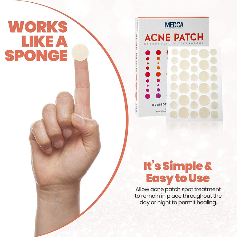 [Australia] - Acne Pimple Patch - Hydrocolloid Bandages (180 Count) Absorbing Covers in Two Universal Sizes, Acne Spot Treatment Care for Face & Skin Spot Patch Conceals Acne, Reduces Pimples and Blackheads 