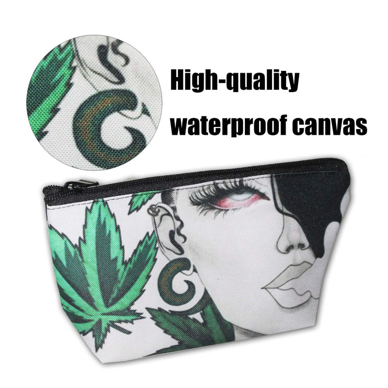 [Australia] - Beauty Weed Girl Travel Makeup Bag Portable Cosmetic Bag Zipper Pouch Trapezoidal Toiletry Organizer Bags for Women Men 