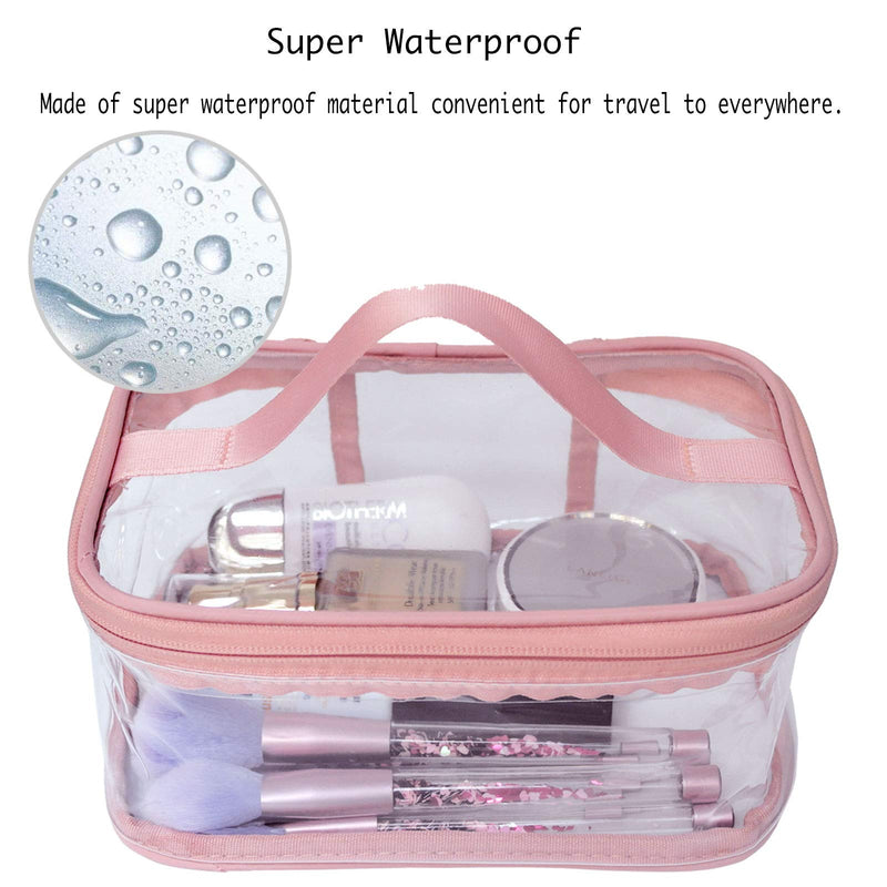 [Australia] - ANEMEL Toiletry Bag Makeup Cosmetic Clear Bag Portable Waterproof Transparent Travel Storage Pink 