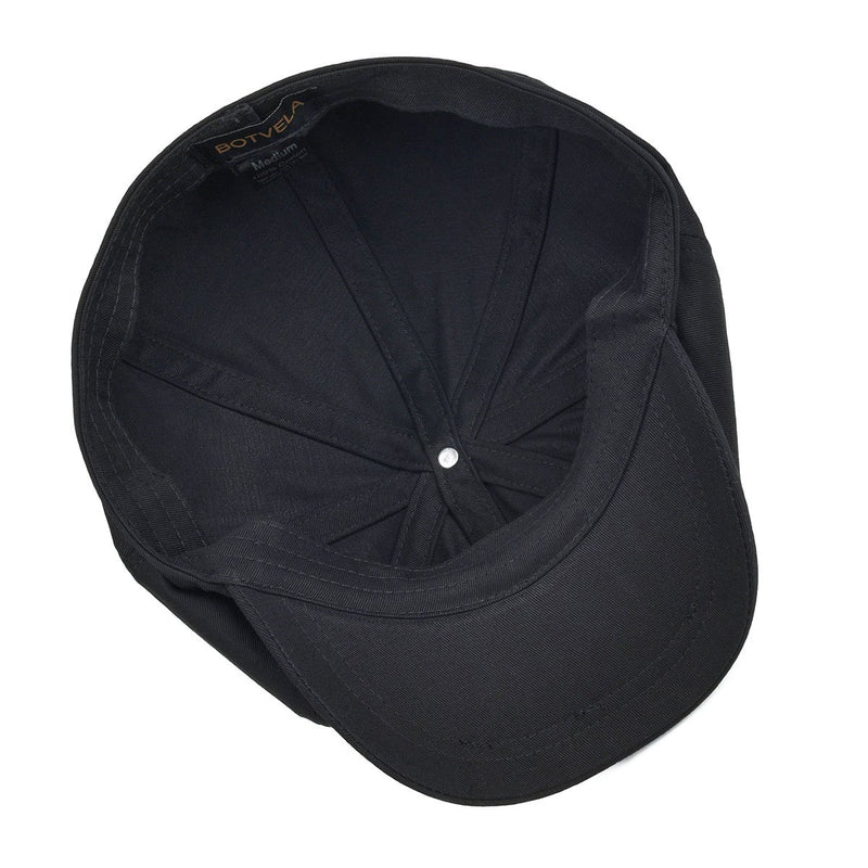 [Australia] - BOTVELA Men's 8 Piece Newsboy Flat Cap 100% Cotton Gatsby Ivy Golf Cabbie Hat Black 7 3/8 