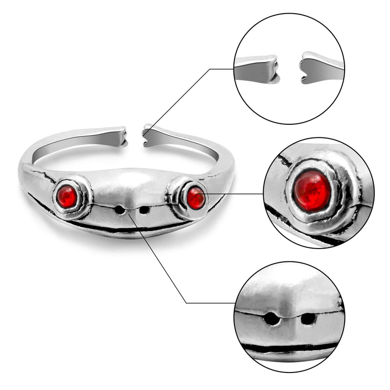 [Australia] - PANTIDE 3 Pcs Frog Open Rings Set for Women, Vintage Adjustable Alloy Animal Finger Rings, Cute Silver Frog with Red Purple Eyes Rings, Fashion Jewelry Gifts for Anniversary Birthday Valentine’s Day 