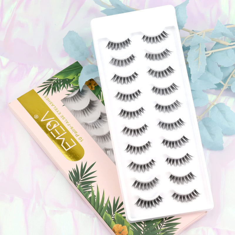 [Australia] - EMEDA Natural Fake Eyelashes Clear Band 10 Pairs Natural Look False Eyelashes Soft Wispy Fake Lashes Multipack Cateye Lashes Demi Wispies False Lashes (demi) 