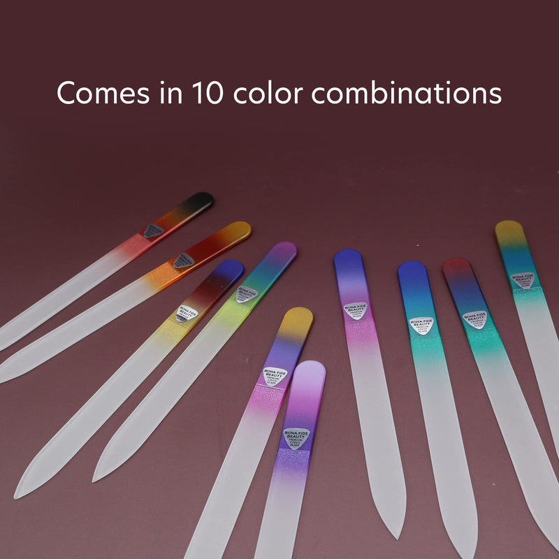 [Australia] - Glass Nail Files for Natural Nails, Fingernail Files, Manicure Set Nail Care, Gentle Comfortable Filing, Leaves Nails Smooth - Bona Fide Beauty 10-Piece Premium Czech Crystal Nail Files 10 Count (Pack of 1) 