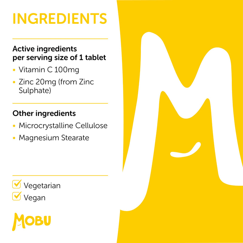 [Australia] - Vitamin C 100mg and Zinc 20mg 120 Tablets | High Strength Immune System Support | Vitamin C & Zinc Supplement | Vegan | GMP Approved | Letterbox Friendly | MOBU UK 