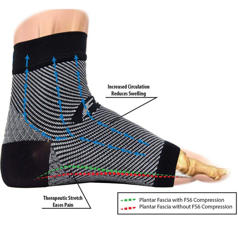 [Australia] - OS1st FS6 Performance Foot Sleeve(s) for Plantar Fasciitis Pain Relief, Heel Pain and Arch Support Medium (1 Pair) Black 