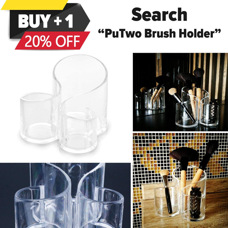 [Australia] - PuTwo Makeup Organizer Cotton Pads Holder Swab Jar Divider with 2 Sections Acrylic Cotton Pads Holder 2 Sections 