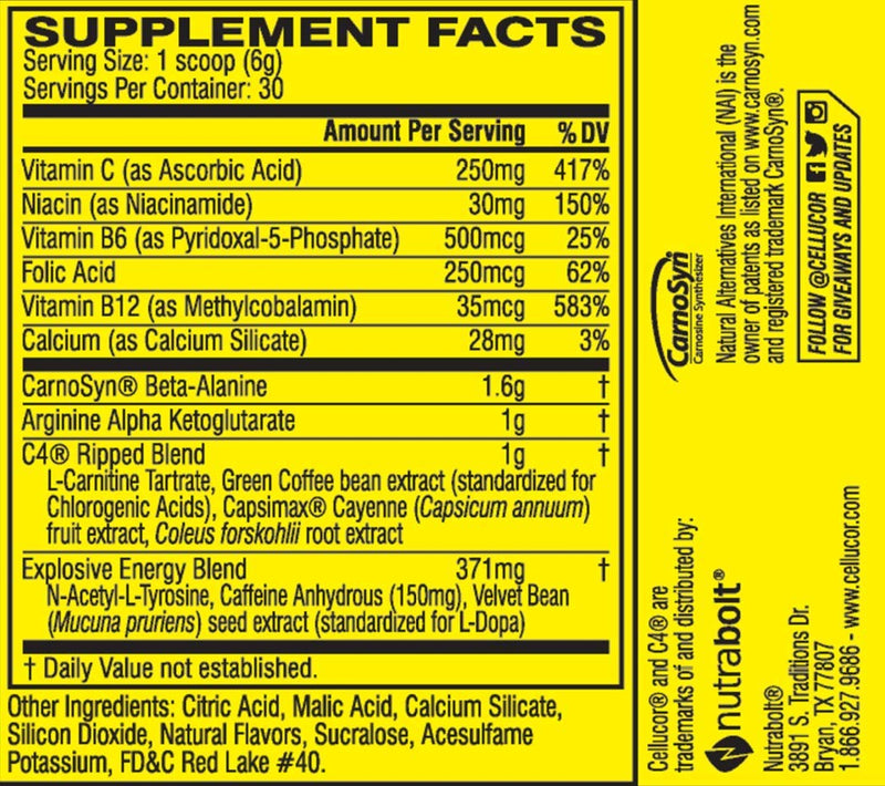 [Australia] - C4 Ripped Pre Workout Powder Cherry Limeade | Creatine Free + Sugar Free Preworkout Energy Supplement for Men & Women | 150mg Caffeine + Beta Alanine + Weight Loss | 30 Servings 30 Servings (Pack of 1) 