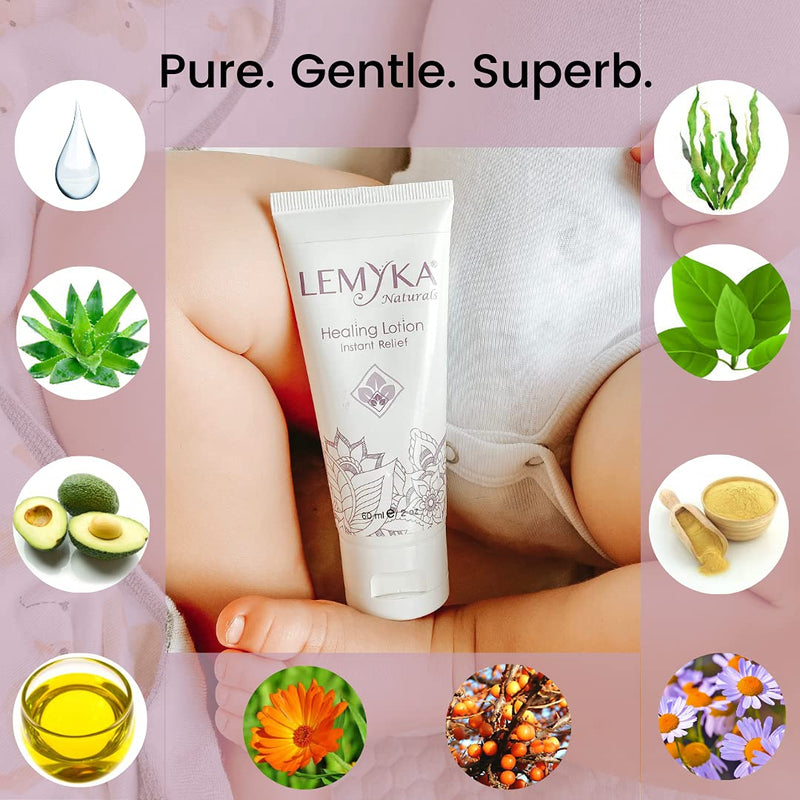 [Australia] - LEMYKA Eczema Lotion for dry itchy skin- Rosacea treatment Face Rash Cream- Itch Redness Relief for Dermatitis, hives, baby acne, Heat Rash- Natural Calendula, Sea buckthorn oil balm for kids & adults 