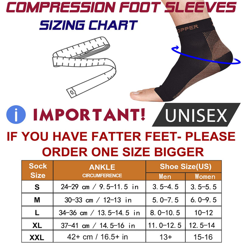 [Australia] - Thx4 Copper Compression Recovery Foot Sleeves for Men & Women, Copper Infused Plantar Fasciitis Socks for Arch Pain, Reduce Swelling & Heel Spurs, Ankle Sleeve with Arch Support-Large Large (1 Pair) 