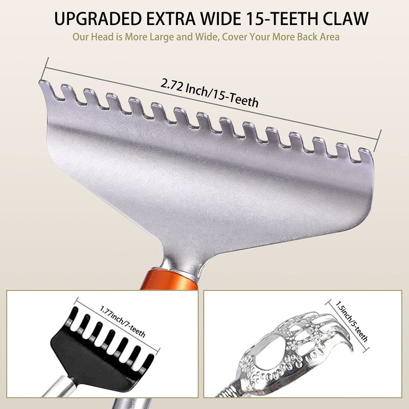 [Australia] - Large Back Scratcher Extendable, Aznrszy for Men Women Adults Long 24Inch with Wooden Handle Massage Roller, Extra Wide 15-Teeth Claw Sturdy Steel Hand Massagers, Dark-red L-24'' 