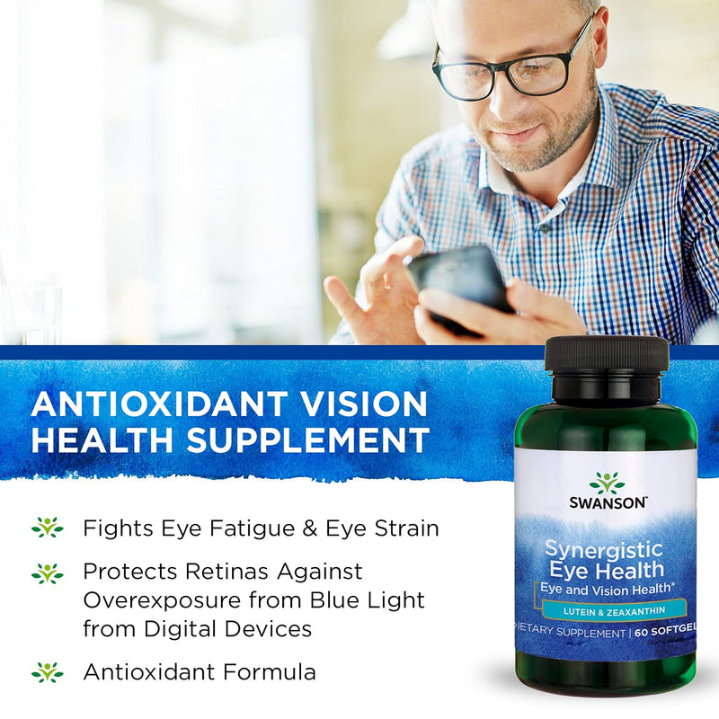 [Australia] - Swanson Lutein & Zeaxanthin Synergistic Eye Health Vision Retina Macula Supplement (Lutein 20 mg & OmniXan Zeaxanthin 2 mg) 60 Softgels Sgels 