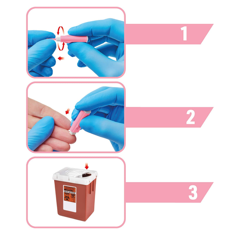 [Australia] - MediVena ONE-CARE Plus Safety Lancets, Contact-Activated, 28G x 1.8mm, 100/bx, Sterile, Single-Use, Easy Fingerstick for Comfortable Glucose Testing 
