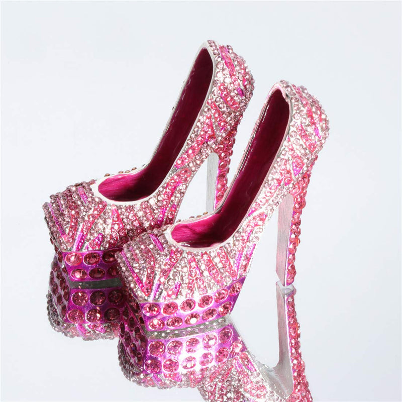 [Australia] - Waltz&F Diamond Pink High Heel Shoe Set Metal Hinged Trinket Box Jewelry Holder Home Decoration 2pcs 