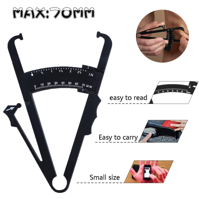 [Australia] - T&Kira 2020 New Body Fat Caliper and BMI Body Mass Index Measure Tape with Tailor Ruler, BMI Fat Skinfold Caliper Retractable Body Measuring Tape Fat Measuring Tool Kit for Fitness and Weight Loss 