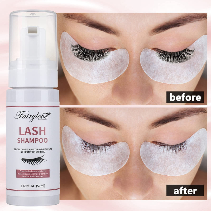 [Australia] - Eyelash Extension Cleanser, Eyelash Foaming Cleanser Eyelash Shampoo/Wash Eyelash Brush Extension Safe Remove Makeup Residue And Mascara For Daily Use(Eyelash Cleanser Foam + Brush) 