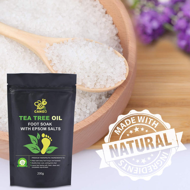 [Australia] - Tea Tree Oil Foot Soak with Epsom Salt, CANGO Foot Bath Salts - Remove Toxins, Foot Callus, Fight Infections, Boost Immunity, Help Treat Athletes Foot, Inflammation, Relieve Tired, Achy, Itchy Feet 