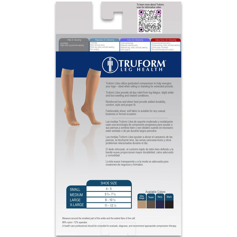 [Australia] - Truform Sheer Compression Stockings, 8-15 mmHg, Women's Knee High Length, 20 Denier, Beige, Large Large (1 Pair) 