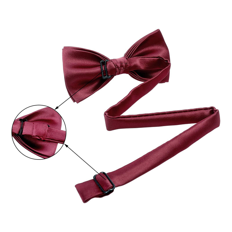 [Australia] - Child Kids Suspender Bowtie Sets - Y Shape Adjustable Suspender with Silk Bowties Gift Idea for Boys and Girls by WELROG Brown + Burgundy Bowtie 24 inch (7 month - 3 years) 