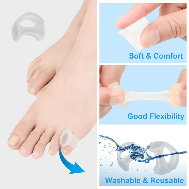 [Australia] - Gel Toe Separators, Pinky Toe Protector Spreader Small Silicone Toe Spacers, Cushions for Curled Overlapping Separate Toe Correct(Translucency Colour) 