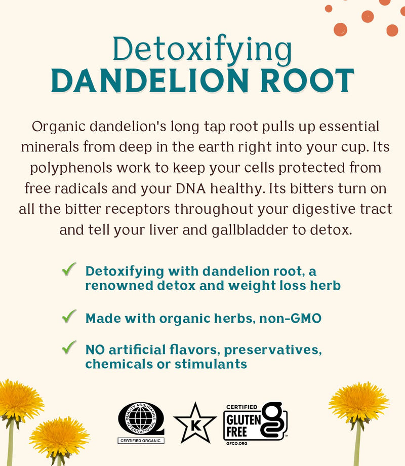 [Australia] - Teeccino Dandelion Tea – Caramel Nut – Rich & Roasted Herbal Tea That’s Caffeine Free & Prebiotic with Detoxifying Dandelion Root, 10 Tea Bags 