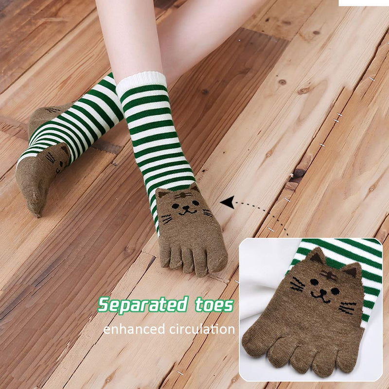 [Australia] - Toe Socks for Women Five Finger Socks Cotton Ankle Sock with Toes Novelty Sports Socks 4/5 Pairs Cats-5 Pairs 