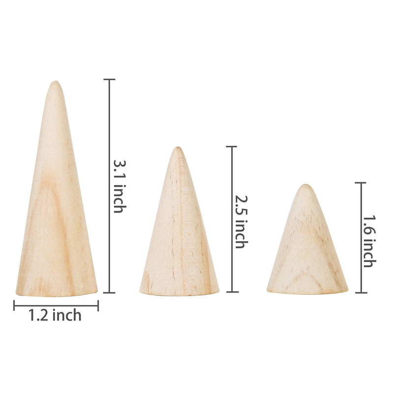 [Australia] - MyGift Set of 6 Natural Wood Cone Ring Holders 
