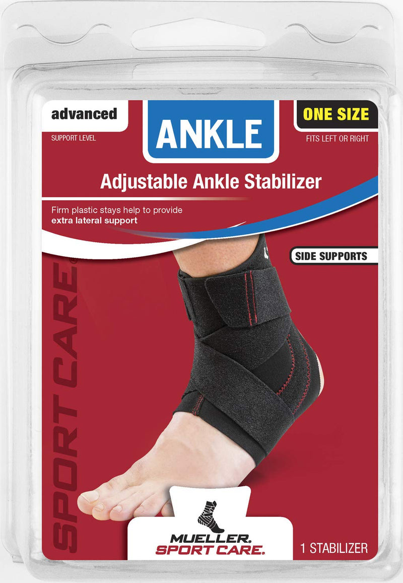 [Australia] - Mueller Sports Medicine Adjustable Ankle Stabilizer, For Men and Women, Black, One Size Fits Most 