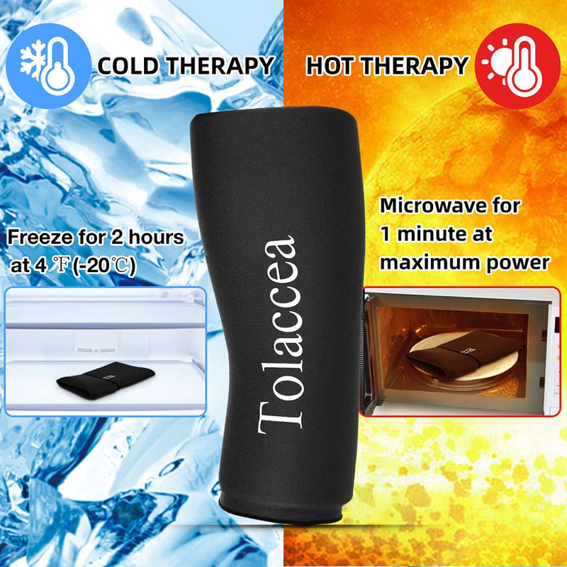 [Australia] - Tolaccea Hot & Cold Therapy Flexible Ice Packs Cold Therapy Compression Sleeve Reusable Gel Pack for Injury Cold Wrap for Knee Calf Elbow Black Medium(13''-16'') 