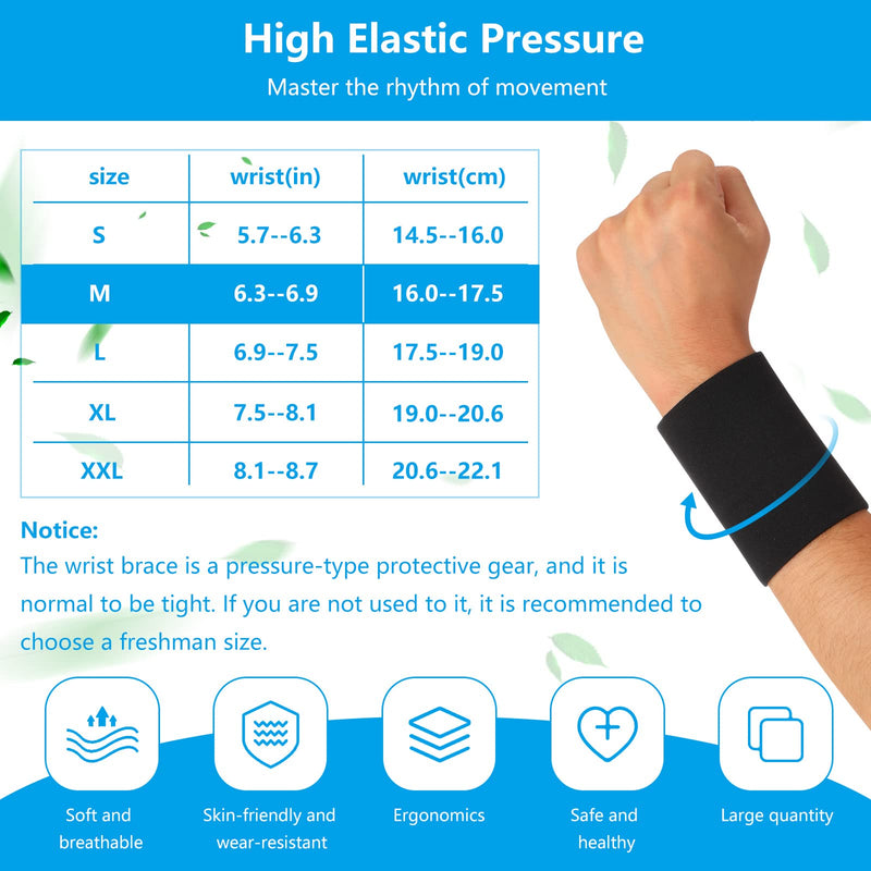[Australia] - SATINIOR 2 Pairs Compression Wrist Sleeve Compression Wrist Brace Wrist Supports Wrist Wraps Elastic Wristbands for Men and Women Tennis, Tendonitis, Carpal Tunnel (Black, Medium) Black 