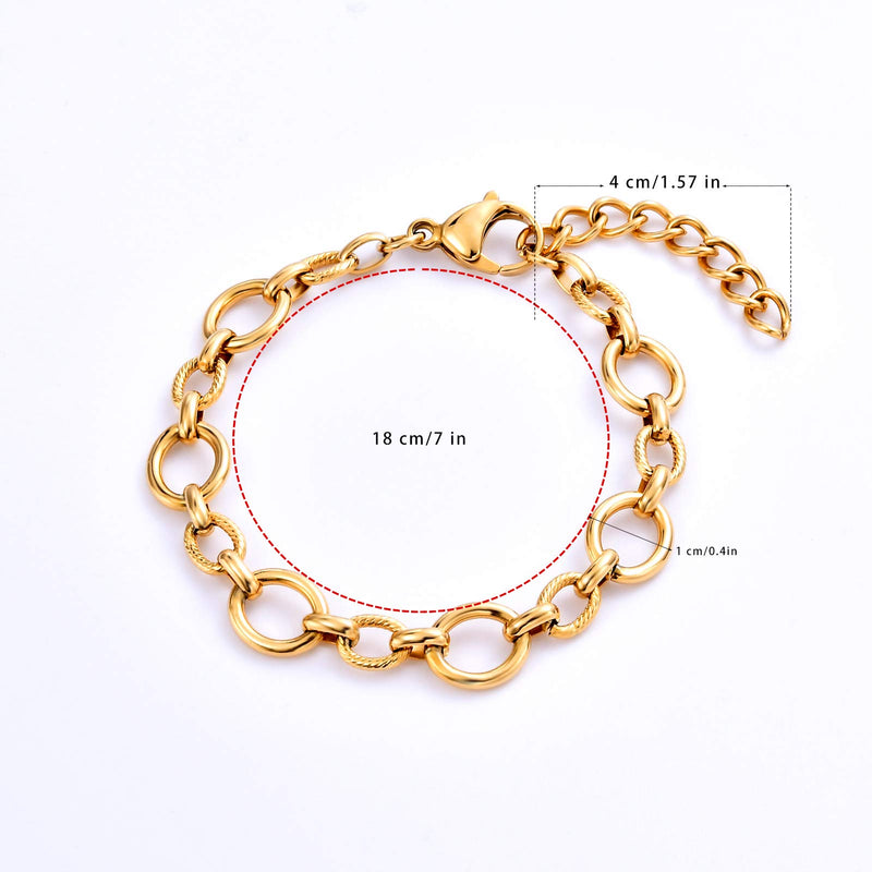[Australia] - BUNSIKUNG Jewelry Women's 14K Gold Plated 316L Stainless Steel Link Chain Bracelet 