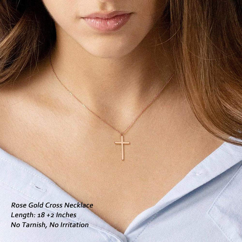 [Australia] - M MOOHAM Cross Necklace for Women, Dainty Gold Plated Cross Pendant Necklace Sideways Cross Choker Layered Cross Necklace for Women Girls "Cross Necklace Rose Gold" 