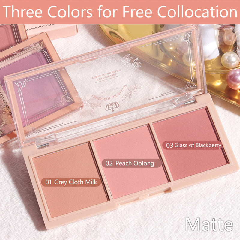 [Australia] - Blushers for Cheeks, 3 In 1 Color Matte Face Blush Make Up Powder, Makeup Blusher for Long-Lasting Sweat-Resistant Non-Greasy Blush Glow Matte Super Brighten Skin Shimmery Natural Look 