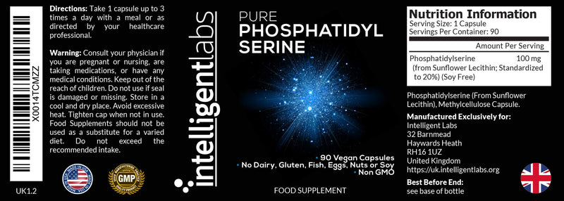 [Australia] - Intelligent Labs Phosphatidylserine 100mg, 100% Soy Free, Pure Phosphatidylserine from Sunflower Lecithin 