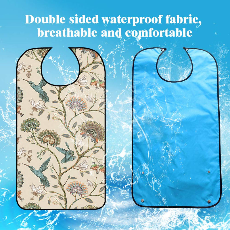 [Australia] - Adult Bib, Waterproof Washable Mealtime Clothes Protector Elegent Aid Apron with Crumb Catcher Women Eating 