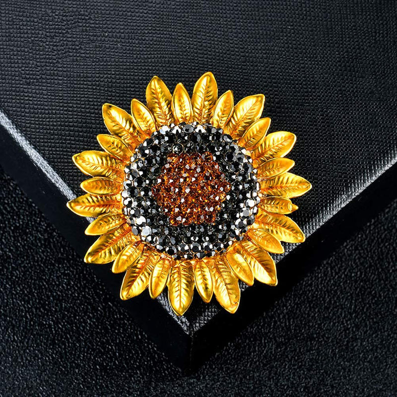 [Australia] - Crystal Sunflower for Women Brooch Pin Rhinestone Plant Flower Brooches & Pins Pendant 