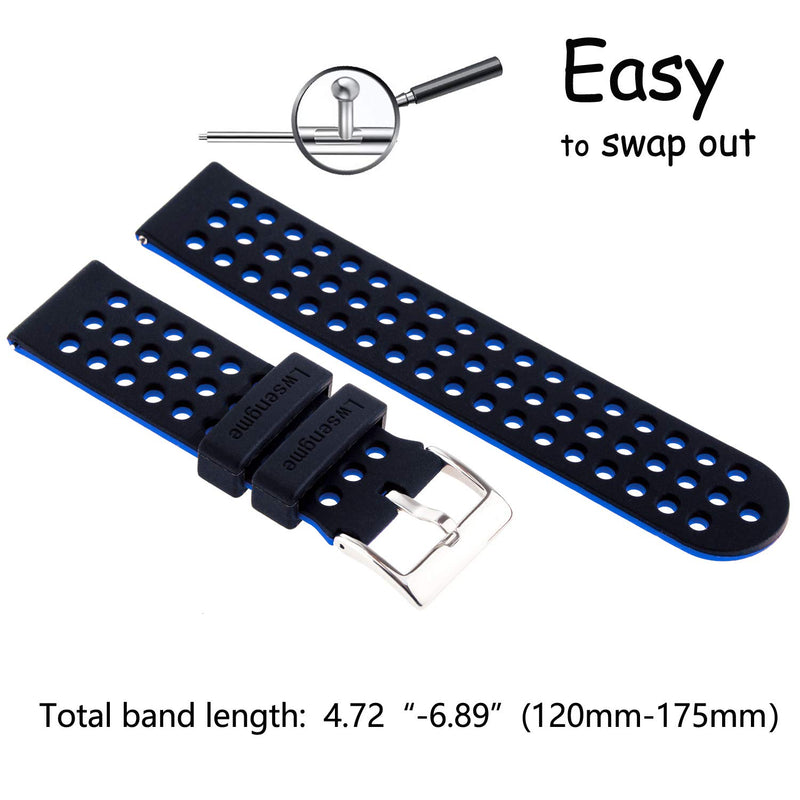 [Australia] - Lwsengme Silicone Quick Release - Choose Color & Width (18mm, 20mm,22mm) - Soft Rubber Watch Bands Black/Blue 18mm(See our diagram to measure watch lug) 