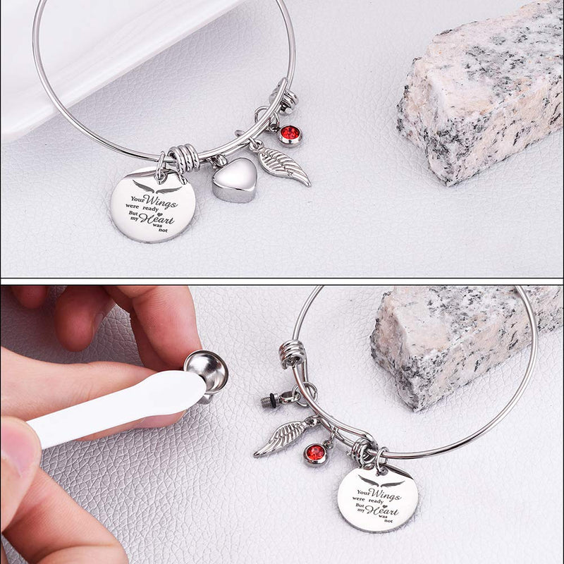 [Australia] - Dletay Cremation Bracelet for Ashes Stainless Steel Urn Bracelet with Heart Charm Ashes Holder Memorial Urn Bangle for Ashes Your wings were ready 